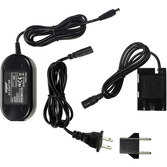 HQRP Fully Decoded AC Adapter Compatible with Canon ACK-E6 EOS 70D, EOS 7D, EOS 60D, EOS 6D, EOS 5D Mark II, EOS 5DS, EOS 5DS-R, EOS 5D Mark III, 7D Mark II, 6D Mark II Digital Camera ACKE6 DR-E6