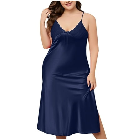 Tumotour Oversized Satin Silk Nightgowns For Women Mini Dress Pajamas Loungewear Sleeveless Nightgown V Neck Solid Color Sleepwear Chemise Lingerie Dress Tank Sleepwear Nightshirt