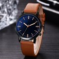 thumbnail image 3 of Reloj para hombre, correa de cuero de PU, esfera redonda grande, reloj de pulsera informal de cuarzo para hombre (marrón azul), 3 of 5