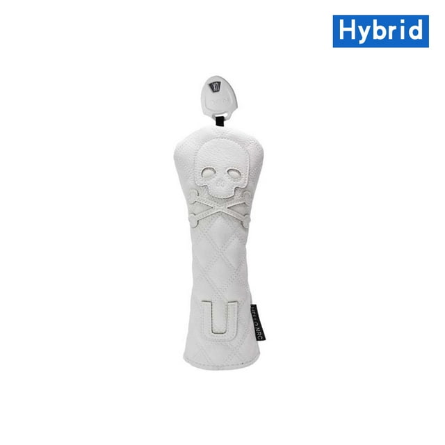 Golf Wood Cover Skull For Driver Fairway Hybrid Waterproof Protector Set PU Leather Soft Durable Golf Club Covers White for Hybrid