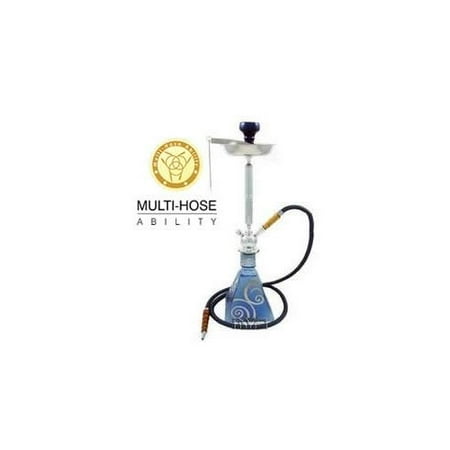 MYA SARAY TEMPEST 26” COMPLETE HOOKAH SET WITH CARRY CASE: Portable Modern Hookahs with multi hose capability from a Single Hose shisha pipe to 2 Hose, 3 Hose, or 4 Hose narguile pipes (Grey