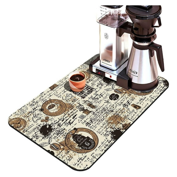 Coffee Mat - Funny Absorbent Bar Mat - Waterproof Kitchen Protector - Counter Decor mat 30*40cm - Dish Drying Mat, Quick Self Drying