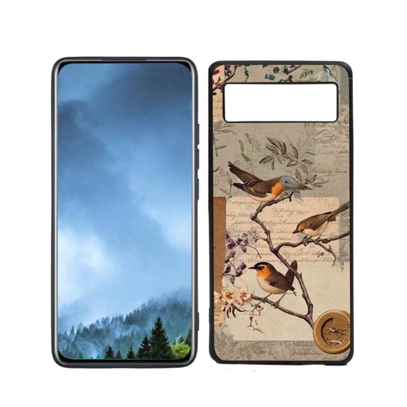 Compatible with Google Pixel 6(2021) Phone Case, Vintage-Ephemera-Birds-Collage-1 Case Silicone Protective for Teen Girl Boy Case for Google Pixel 6(2021)