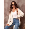 thumbnail image 4 of Womens Oversized Cardigan Sweaters Open Front Cable Knit Lantern Long Sleeve Chunky Outwear Coats Apricot L, 4 of 10