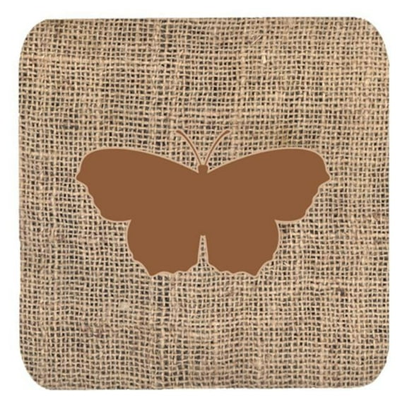 Butterfly Burlap and Brown Foam Coasters, Set - 4