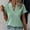 *Army Green^, variant on ClodeEU Women's V Neck Short Sleeve Textured Blouse,Summer Casual Slim Top Army Green,Women's Plus L