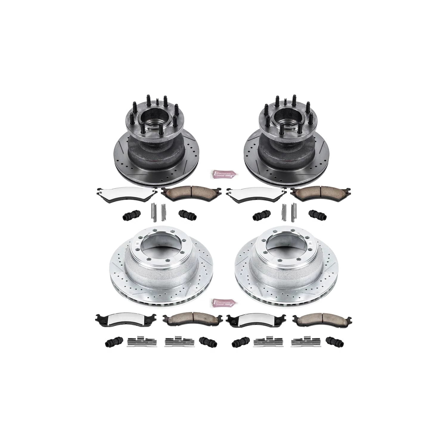 PowerStop Front and Rear Z36 Truck & Tow Carbon-Fiber Ceramic Brake Pad and Drilled and Slotted Rotor Kit Fits: FORD Select Models K4435-36