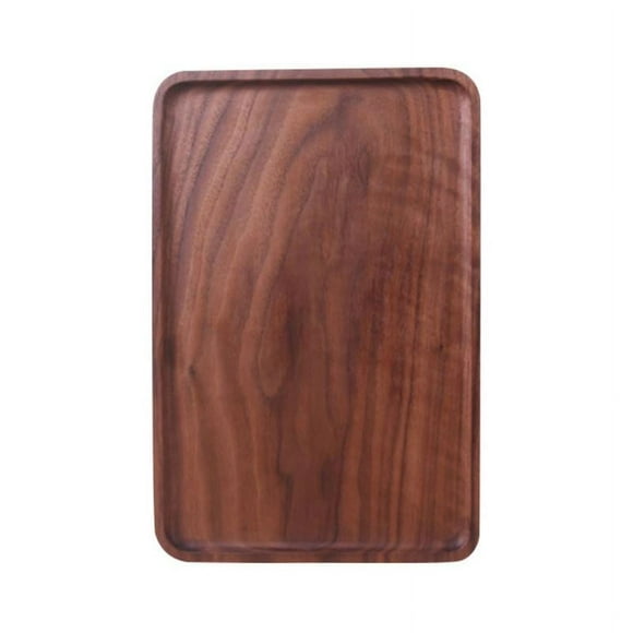 Black Walnut Wooden Tableware Round Cake Tray Dessert Serving Tray Kitchen Utensils-5 Square Stitching