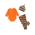 thumbnail image 3 of Qiylii Thanksgiving Day Clothes Set Long Sleeve Romper+Argyle Print Pants+Knotted Hat, 3 of 7