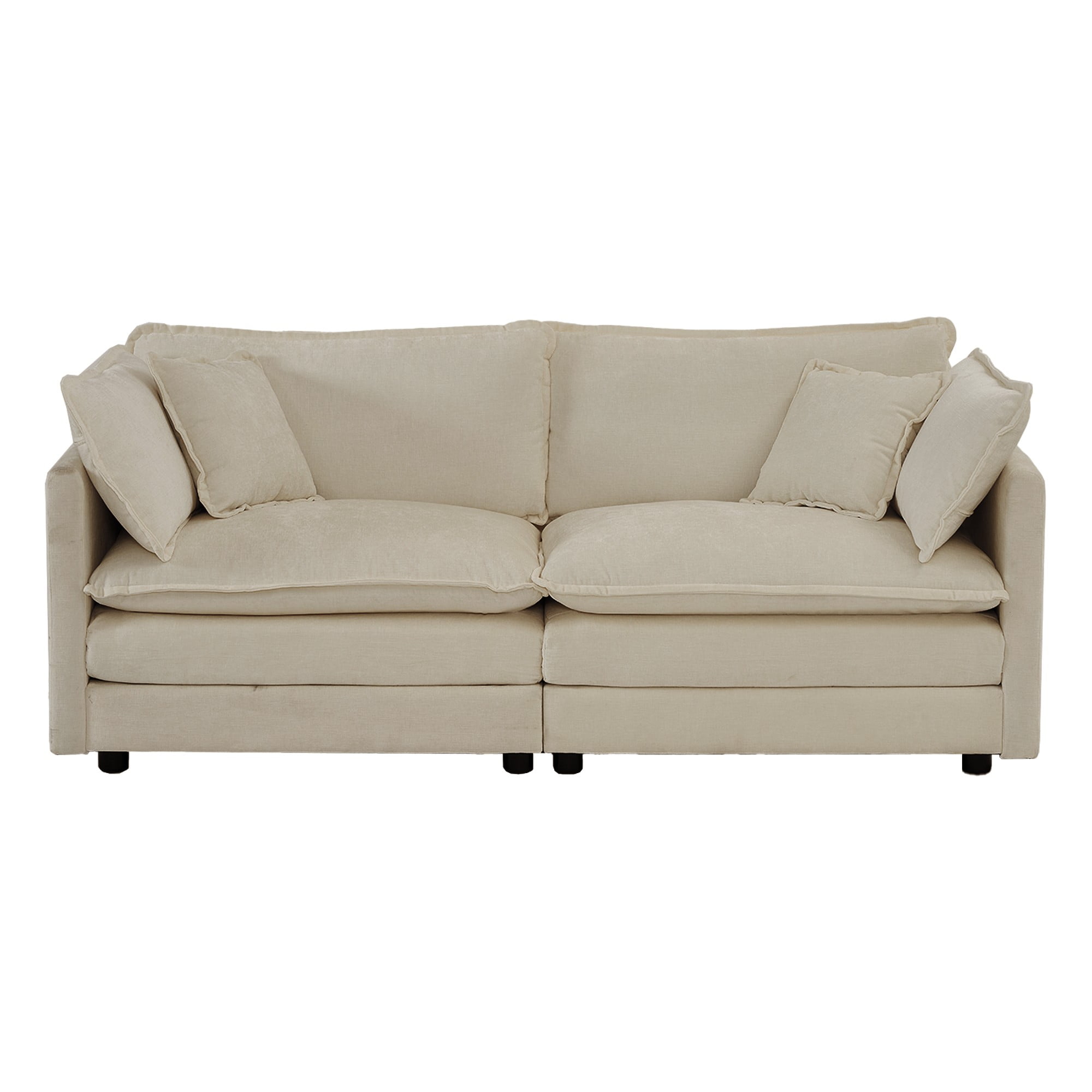 2 - Piece Living Room Set, 2 Pieces Upholstered Loveseat and Couch for Home Office Lounge, Sofa Set of 2, 2-Piece (2+2 Seat) Couch Set for Living Room (Beige)