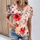 thumbnail image 4 of Mujeres de Verano Superior, V-Cuello Casual Camiseta de Moda de Manga Corta Hecha de Cómodo Estante de Imitación para Toda la Temporada de Uso Diario, Camisetas Cortas para Mujeres, 4 of 4