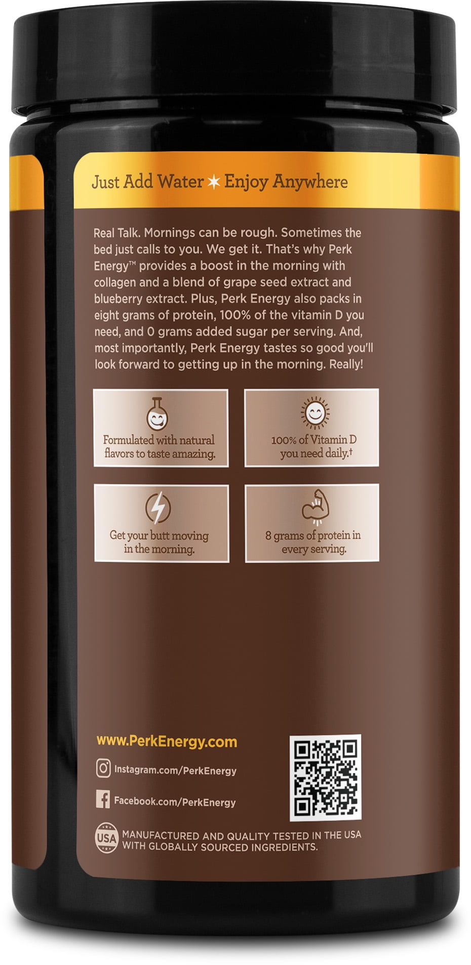 Perk Energy Drink Mix (Chai Latte) 20 Servings - Caffeinated Healthy Coffee Alternative with Protein, 100mg of Caffeine, Gluten-Free, Soy-Free