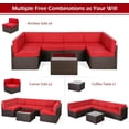thumbnail image 3 of YODOLLA 7-Piece Patio Furniture w/ Protection Cover, Outdoor Sectional Sofa Couch w/ Coffee Table, Patio Conversation Set in Brown Wicker& Red Cushions, 3 of 8