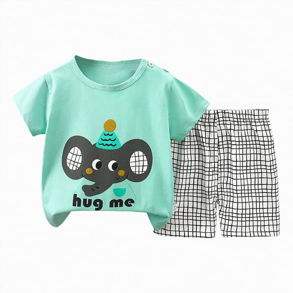 mgoYE Baby Girls Clothes Baby Boy Summer Outfits Short Sleeve T-Shirt Jogger Shorts Set 2Pcs|Mint Green 12-18 Months