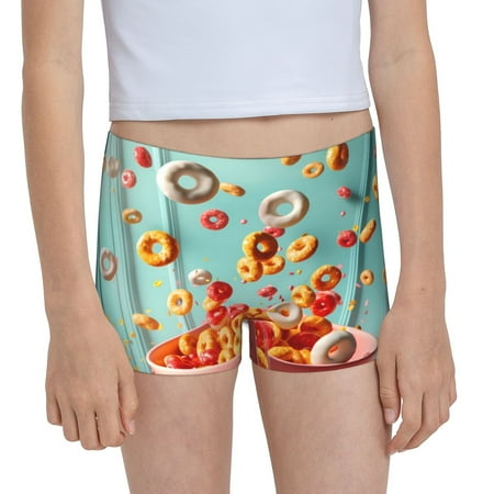 Pofeuu Floating Colorful Cereal Print Soft Cotton Girls Boyshort panties Toddler Underwear-XX-Small