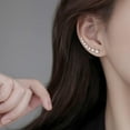 thumbnail image 2 of Solid 925 Sterling Silver 7 Crystals Cuff Earrings Climber for Women Crawler Earrings Wraps, 2 of 13