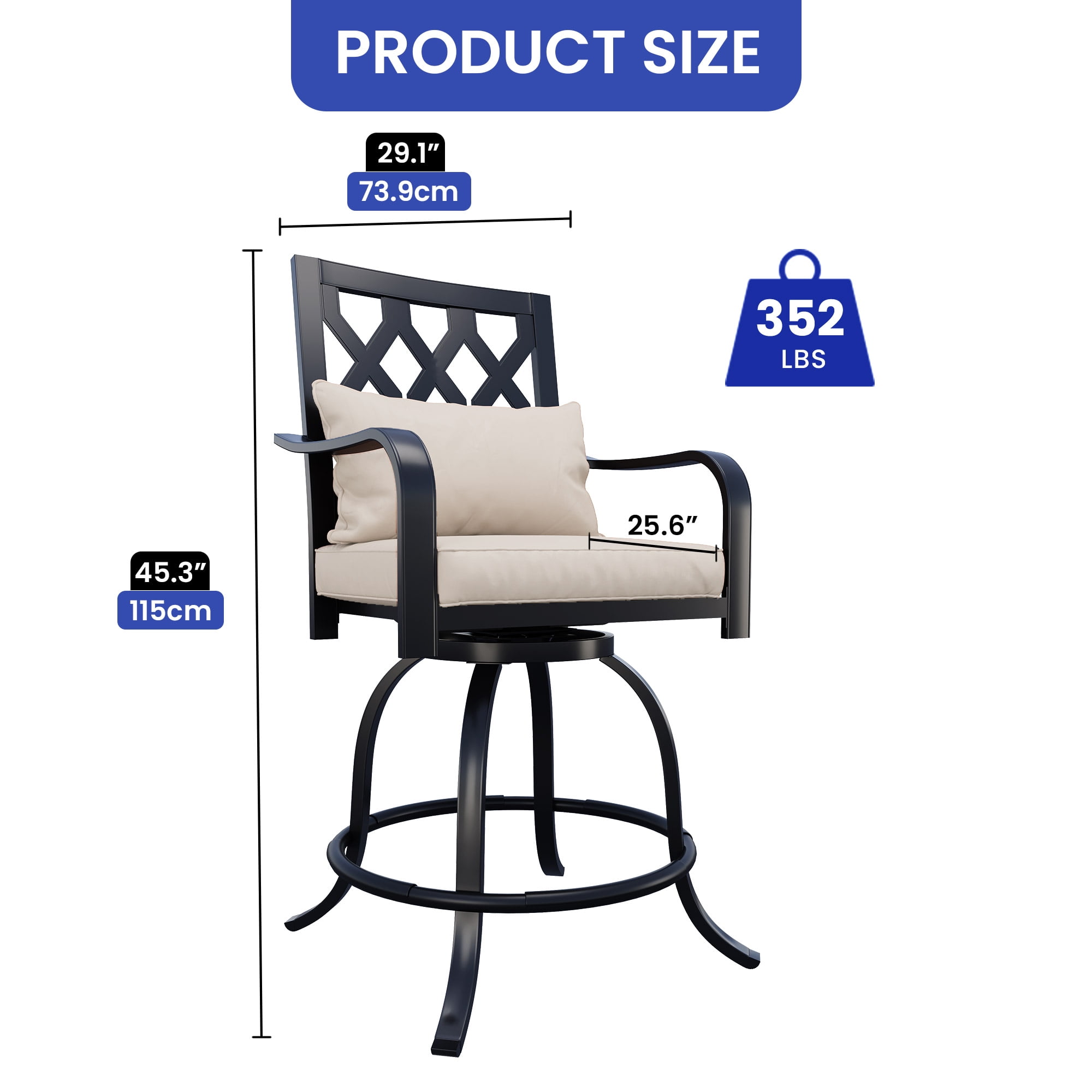 Uforic Outdoor Swivel Chairs Set of 2, Outdoor chairs, Versatile Chairs with 360° Swivel, thick cushion, and All-weather Material, Ideal for Patio, Backyard, Garden, and Porch, White
