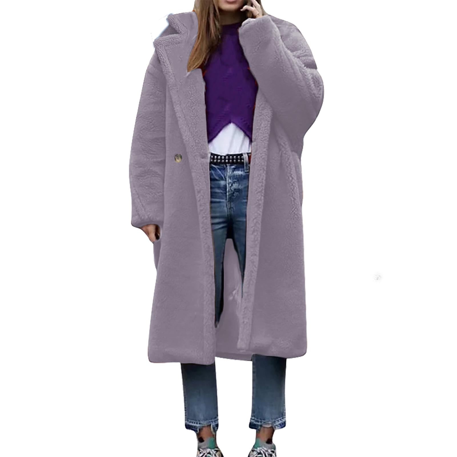 LOVZFMLL Vestes pour Femmes Manteau à Manches Longues en Cheveux d'Agneau Col Chaud