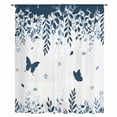 thumbnail image 2 of Blue Spring Botanical Sheer Curtains 63 Inches Long, Weeping Eucalyptus Butterfly Light Filering Curtains, Breathable Simi Curtain Privacy Drapes for Living Room Bedroom Lightweight Window Treatment, 2 of 9