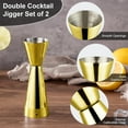 thumbnail image 2 of Gleam Adorn Jigger for Bartending, Double Cocktail Jigger Japanese Premium 304 Food Grade Stainless Steel Jigger 2 OZ 1 OZ with Measurements Inside, Flat Edge Gold, 2 of 14