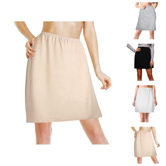 Half for Women Comfortable Basic Plain Soft Elastic Waist Underskirt