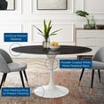 thumbnail image 5 of 54 inch Dining Table, Round, Black White, Artificial Marble, Metal Steel, Modern Contemporary Mid-Century, Kitchen Room Cafe Bistro Restaurant Hospitality, 5 of 6