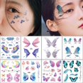 thumbnail image 5 of Alas de mariposa de hadas 3D, hoja de tatuaje brillante, pegatina impermeable, tatuaje falso de mariposa, brillo facial, fiesta de princesa de hadas para niñas, 5 of 5