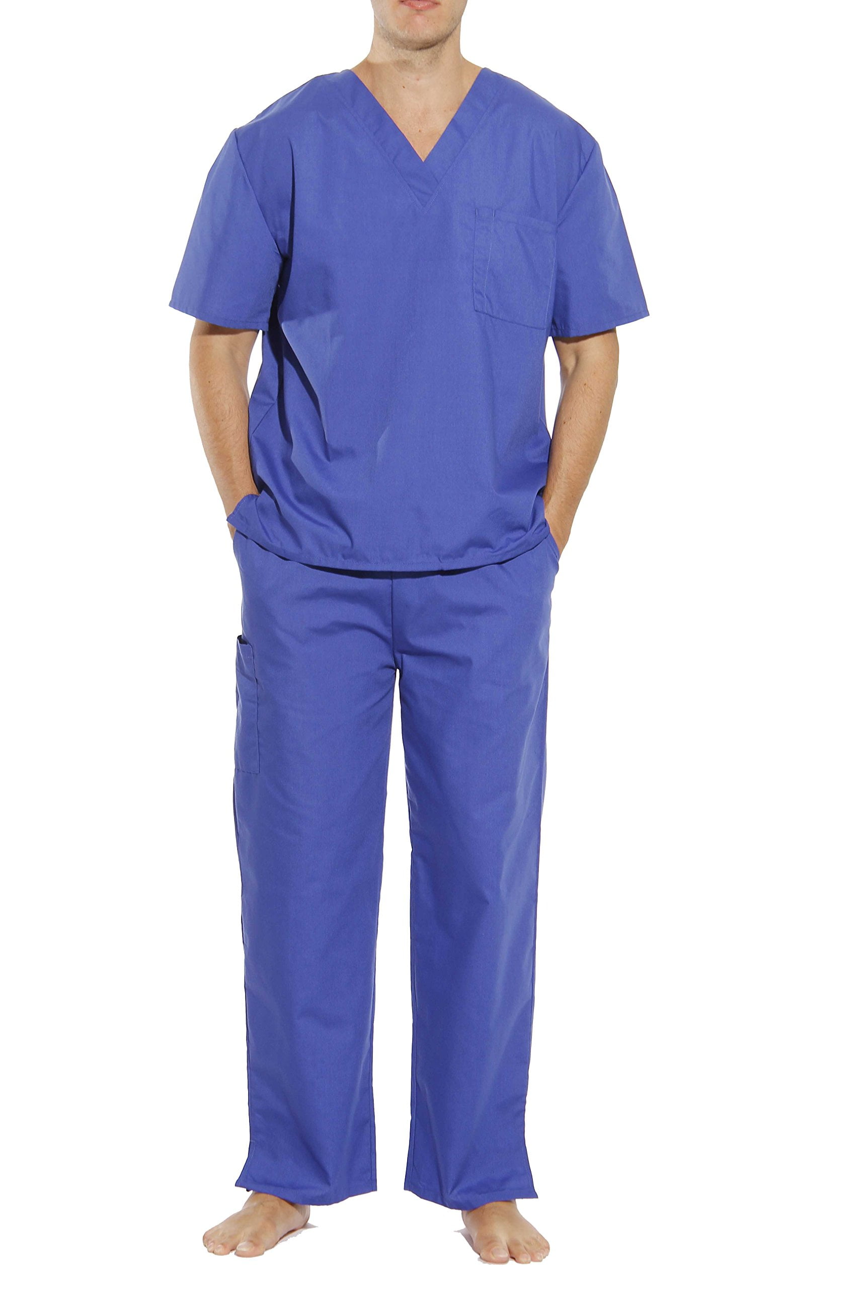 Unisex Scrub Sets / Medical Scrubs (VNeck) (Galaxy Blue, Small