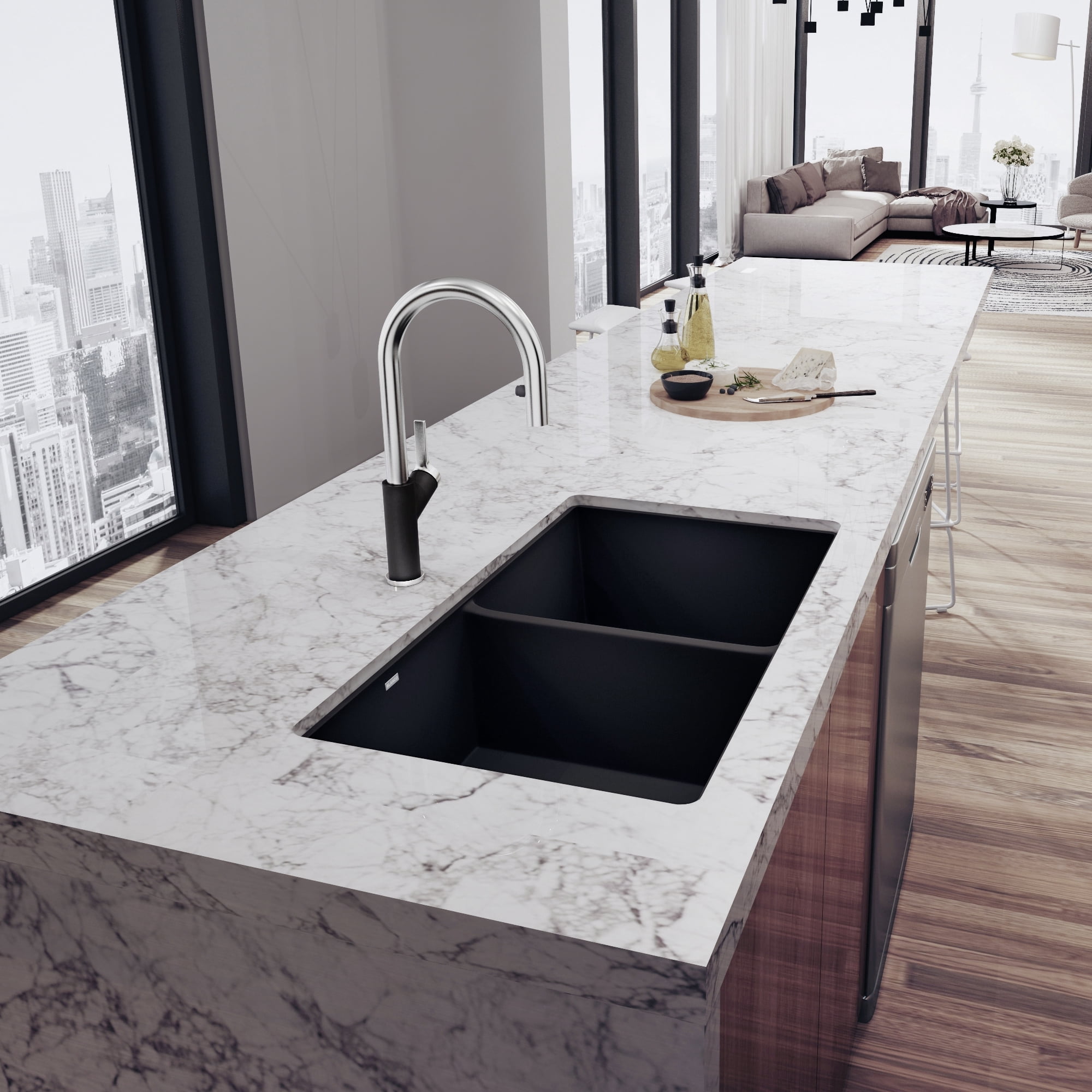 BLANCO PRECIS Equal Double Undermount - Anthracite