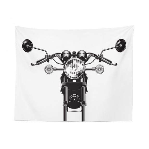 Motorcycle Tapestry, Live 2 Ride Calligraphy and a Human Skeleton on Vintage Bike Print, Fabric Wall Hanging Decor for Bedroom Living Room Dorm, 2 Sizes, Orange and Charcoal Grey, by Ambesonne