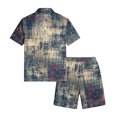 thumbnail image 4 of Men's 2 Piece Summer Outfits Texture Pattern Short Sleeve Shirt and Shorts Matching Set for Beach Cruise Resort Vacation, 4 of 6
