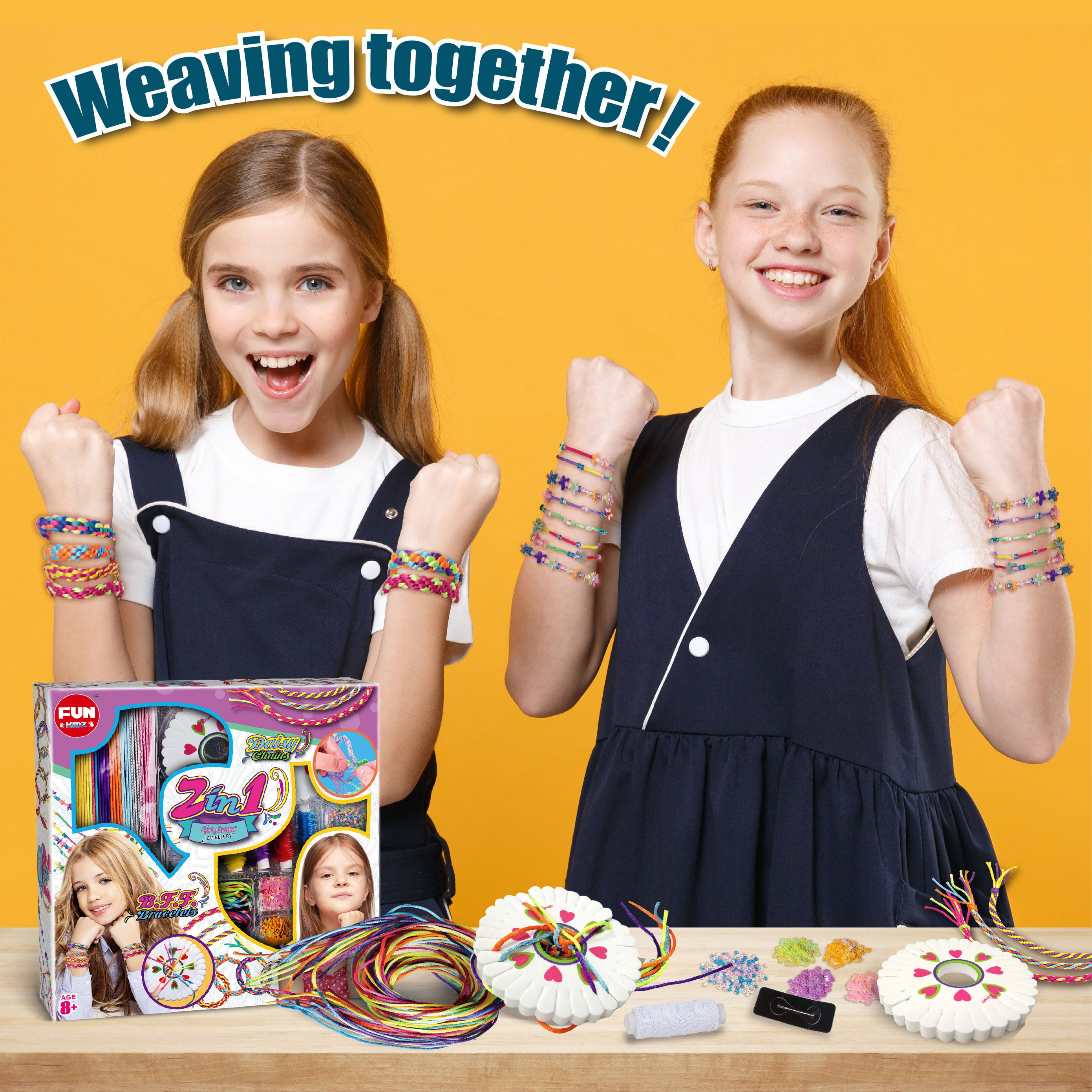 Adifare Color Rope Bead Kit Girl Friendship Bracelet Making Kit Color Bead Tool Kit Girl Handicrafts Color String Friendship Bracelet, Kids Unisex