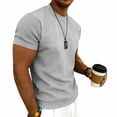 thumbnail image 3 of FRSASU Men's Waffle T-Shirt Casual Stretch Solid Crewneck Short Sleeve Lightweight Textured Pullover Tee Tops Gray, 3 of 7