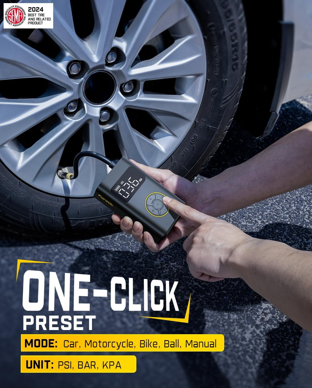 Fanttik X9 Pro Portable Tire Inflator for Compact Car, 1Min Fast Inflate Air Pump with Digital Tire Pressure Gauge, 150PSI Air Compressor for Car, Electric Bikes, Motorcycle, Ball, Deluxe Package