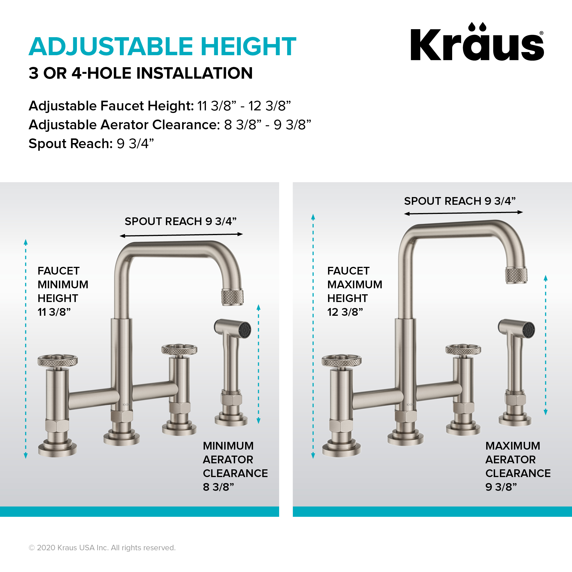 KRAUS Urbix™ Industrial Bridge Kitchen Faucet and Water Filter Faucet Combo in Brushed Gold - image 5 of 12