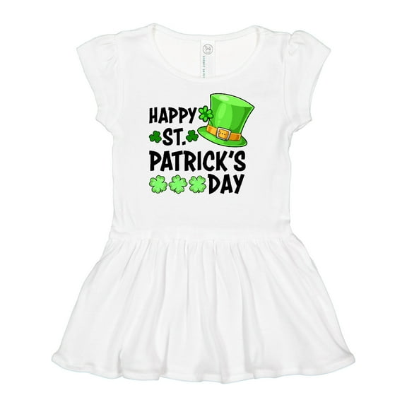 Inktastic Happy St. Patrick's Day Green Hat and Clovers Girls Baby Dress
