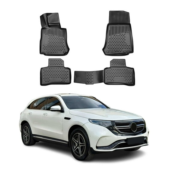 OMAC Floor Mats Liner for Mercedes EQC 2021-2023 Rubber TPE Black 4Pcs