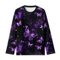 thumbnail image 6 of Jiueut Galaxy Butterfly Girls Crewneck Sweatshirt 15-16 Years Kids Long Sleeve Shirts Purple Tshirts Teens Autumn Preppy Sportswear Running Clothing Tops Athletic Tees, 6 of 7