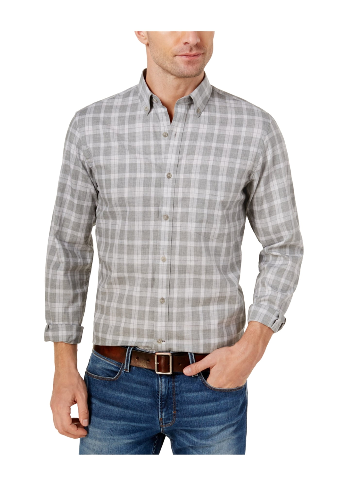BYWX Men Long Sleeve Plaid Slim Fit Fleece Lined Thicken Button Down Shirt