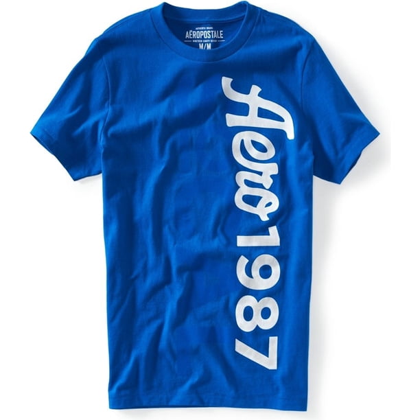 Aeropostale Puff Paint So-cal Camiseta gráfica para hombre, azul, pequeña