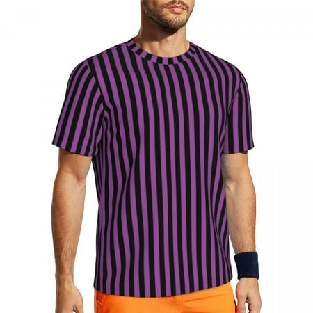 T Shirt For Men Halloween Print Gym Summer Purple Black Stripe Basic T-Shirts Novelty Tee Shirt For
