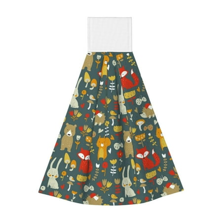 

Sikiie Cute Animal Forest Hand Towel with Loop Hanging Towel Absorbent Tie Towels for Kitchen Tea Bar Bathroom Decor
