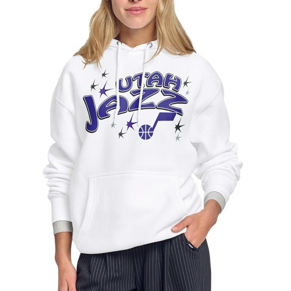 Women's Starter White Utah Jazz Fireworks Fleece Hoodie