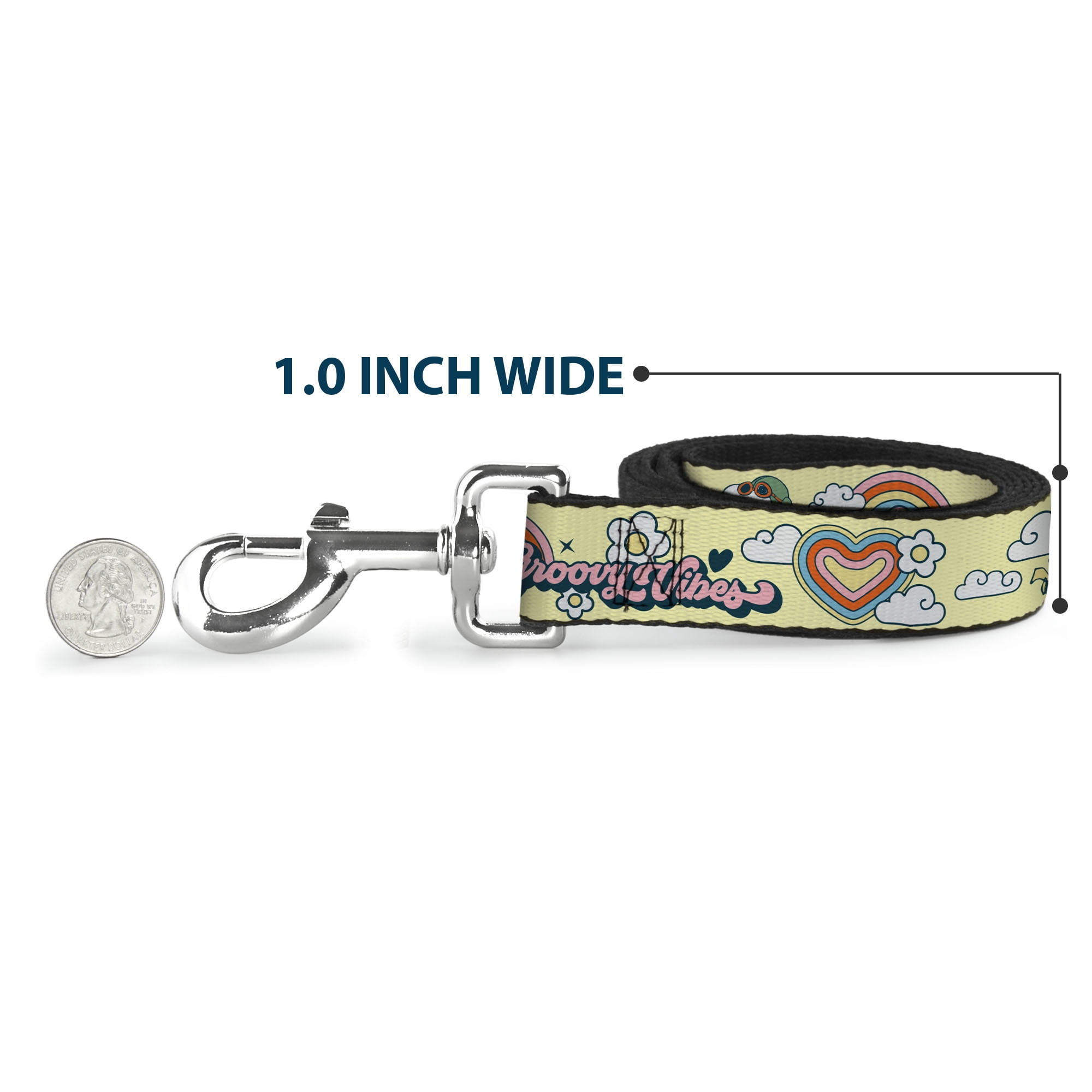 Peanuts Worldwide LLC Pet Leash, Dog Leash, Peanuts Snoopy Flying Ace and Woodstock Groovy Quotes Collage, 6 Feet Long 1.0 Inch Wide