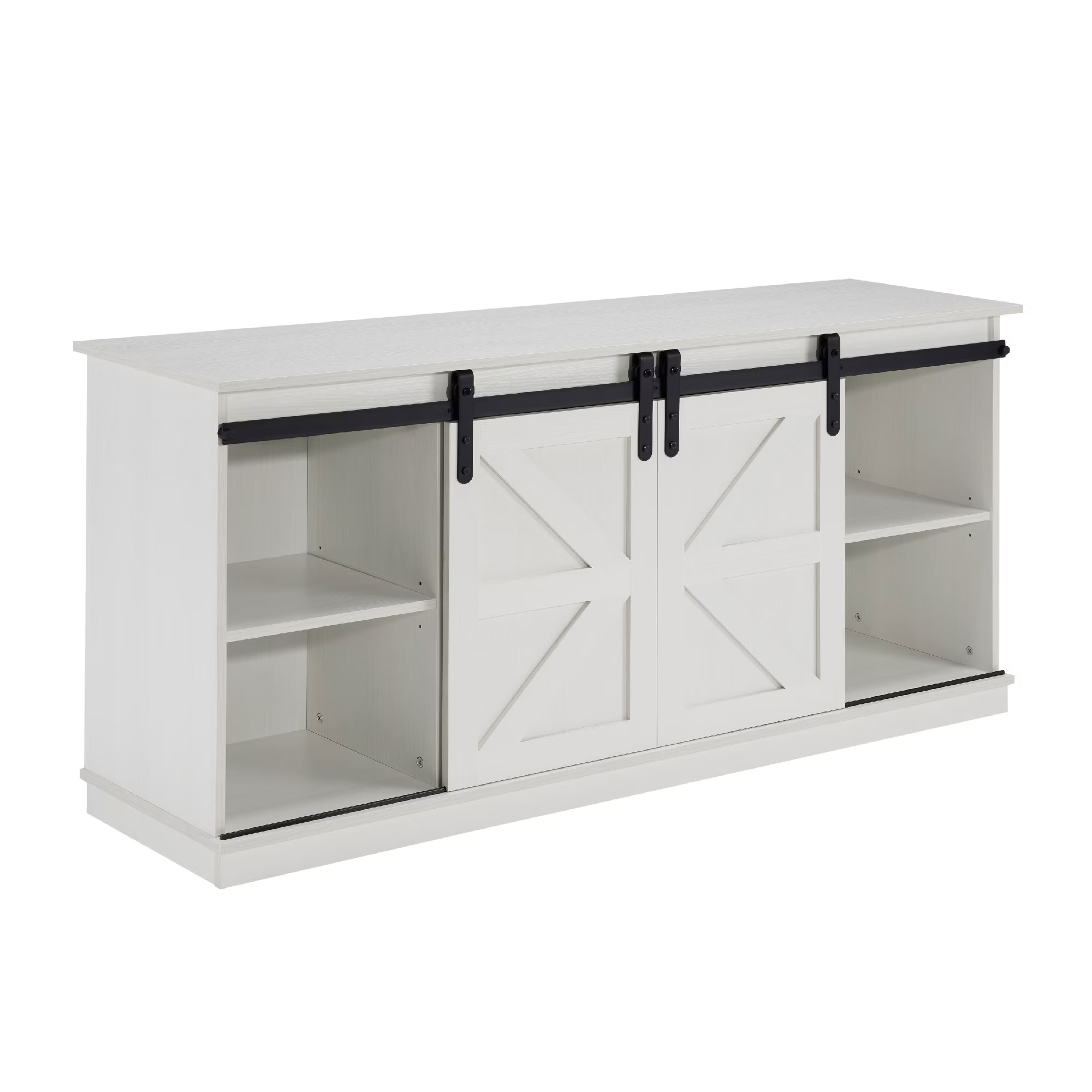 MAYEERTY 58" Farmhouse TV Stand with Sliding Barn Doors, Wood Entertainment Center for TVs up to 65 Inch, for Living Room Bedroom