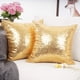 thumbnail image 2 of Fundas de almohada decorativas YOUR SMILE con lentejuelas doradas satinadas, 45 x 45 cm, 2 of 7