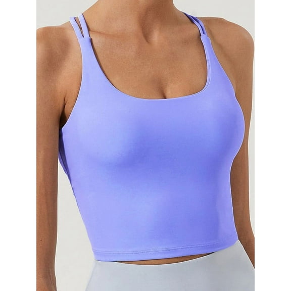 Solid Color Plain Sports Bra Purple S