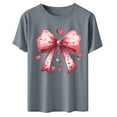 thumbnail image 5 of YTCAMLO Valentine's Day Shirts for Women Casual Basic Short Sleeve T Shirts Pink Bowknot Tunic Tops Cute Graphic Tees Spring Clothes, Gray5 XXL, 5 of 6