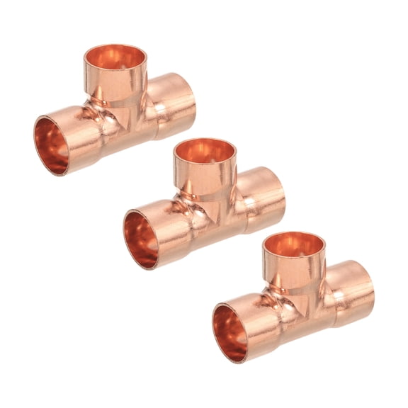 3/4-inch x 3/4-inch x 3/4-inch Copper Reducing Tee Copper Pressure Pipe Fitting Connector 3Pack