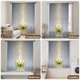 thumbnail image 5 of Zen Meditation Lotus Floral Semi Sheer Curtains Drapes for Living Room, Bedroom, French Doors Window 45 Inches Long, Green Floral Modern Art Rod Pocket Chiffon Curtain Drapery Voile Draperies Panel, 5 of 8